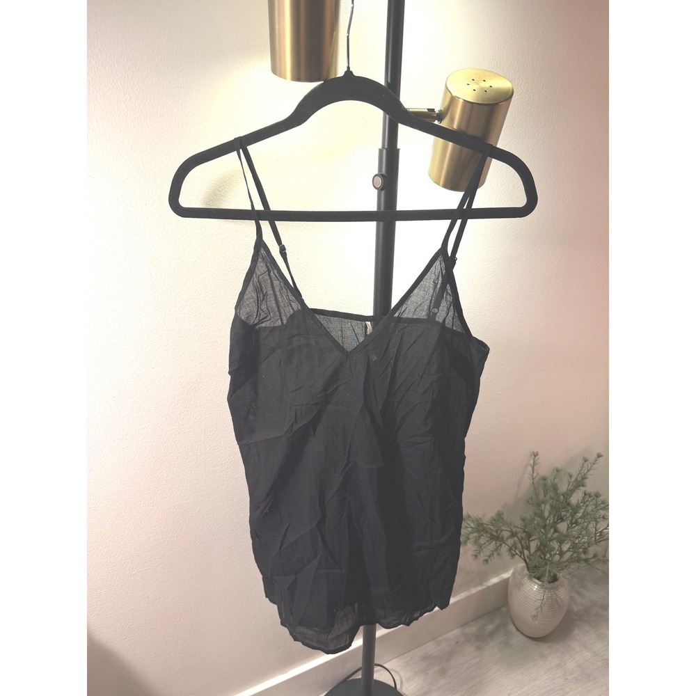 Free People Womens Black Cotton Gauze V-Neck Adjustable Strap Camisole Topβ S